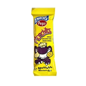 Bolsa pequeña de arroz inflado salado marca Monchito, snack ligero y crujiente sin gluten para meriendas e infantiles