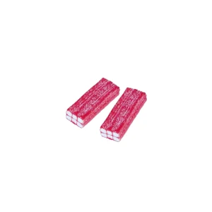 dos chuches con forma de ladrillo de color rojo por fuera y blanco por dentro