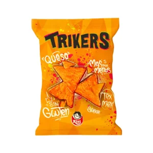 Bolsa de Trickers de Risi, snacks de maíz crujientes con forma de tiras estriadas, sabor intenso y sin gluten.