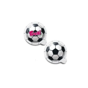 Cápsula individual redonda con diseño de balón de fútbol de gominola 3D marca Trolli.